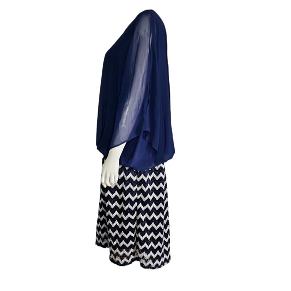 Perceptions Woman Dress Womens Plus Size 24W Blue Chevron Layered Look - Picture 2 of 7